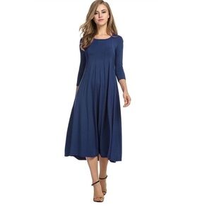 D220 NWT HOTOUCH Women's 3/4 Sleeve A-line and Flare Midi Long Dress Size: Small